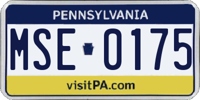 PA license plate MSE0175