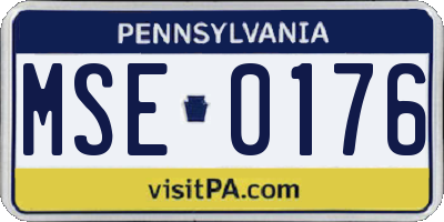 PA license plate MSE0176