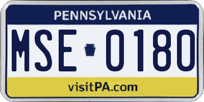 PA license plate MSE0180