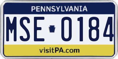 PA license plate MSE0184