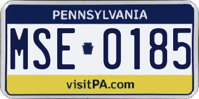 PA license plate MSE0185