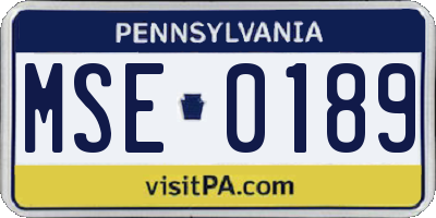PA license plate MSE0189