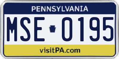 PA license plate MSE0195