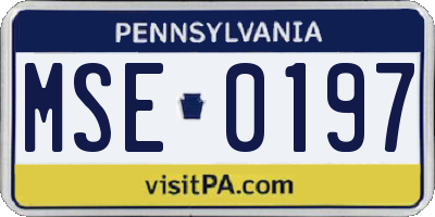PA license plate MSE0197