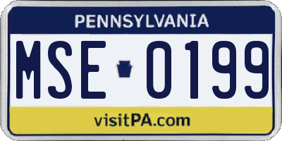 PA license plate MSE0199