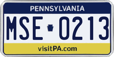 PA license plate MSE0213
