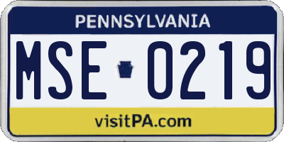 PA license plate MSE0219
