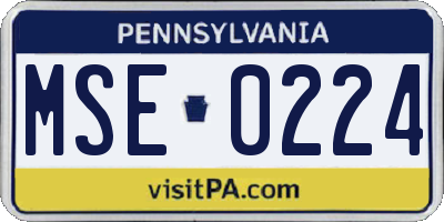 PA license plate MSE0224