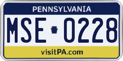 PA license plate MSE0228
