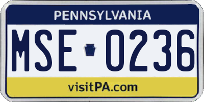 PA license plate MSE0236