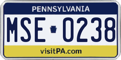 PA license plate MSE0238