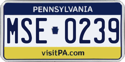 PA license plate MSE0239