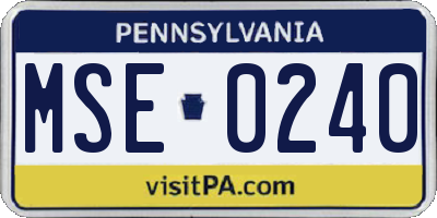 PA license plate MSE0240