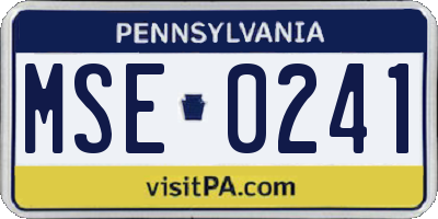 PA license plate MSE0241