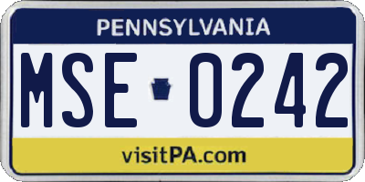 PA license plate MSE0242