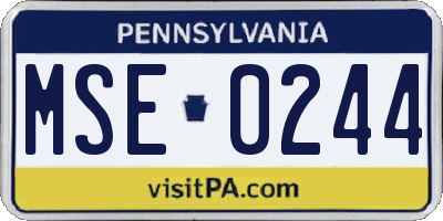PA license plate MSE0244