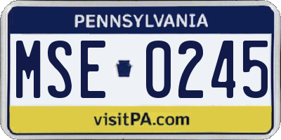 PA license plate MSE0245