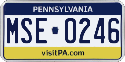 PA license plate MSE0246