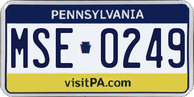 PA license plate MSE0249