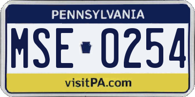 PA license plate MSE0254