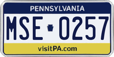 PA license plate MSE0257