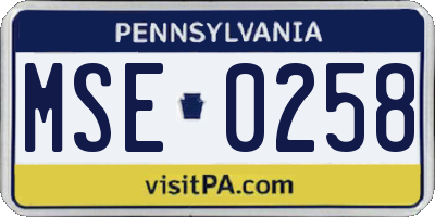 PA license plate MSE0258