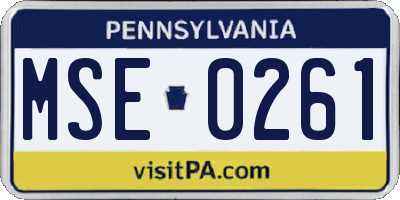 PA license plate MSE0261