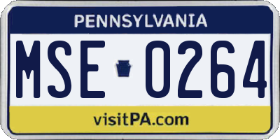 PA license plate MSE0264