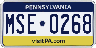 PA license plate MSE0268
