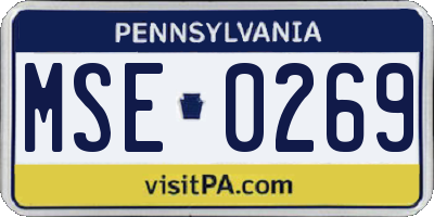 PA license plate MSE0269