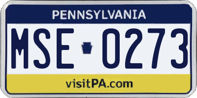 PA license plate MSE0273