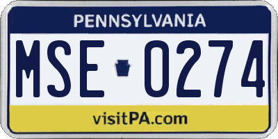 PA license plate MSE0274