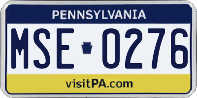 PA license plate MSE0276