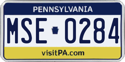 PA license plate MSE0284