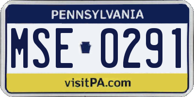 PA license plate MSE0291