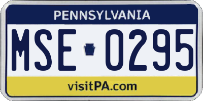 PA license plate MSE0295