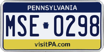 PA license plate MSE0298