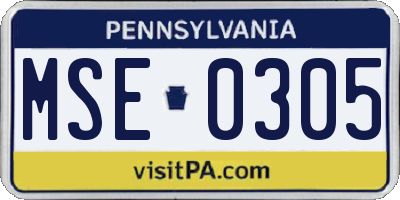 PA license plate MSE0305