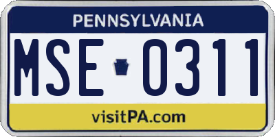 PA license plate MSE0311