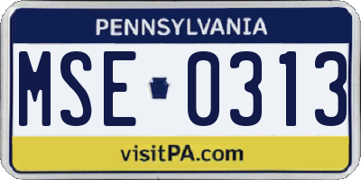 PA license plate MSE0313