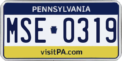 PA license plate MSE0319