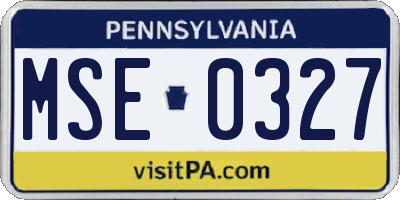 PA license plate MSE0327