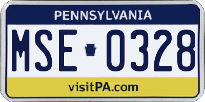 PA license plate MSE0328