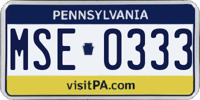 PA license plate MSE0333
