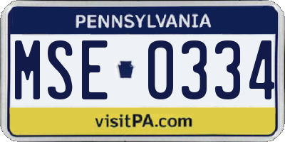PA license plate MSE0334