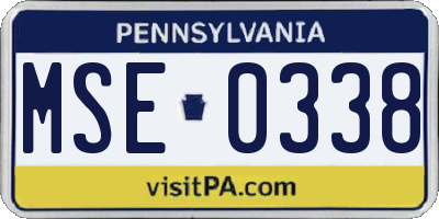 PA license plate MSE0338