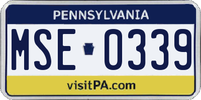 PA license plate MSE0339