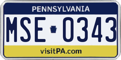 PA license plate MSE0343