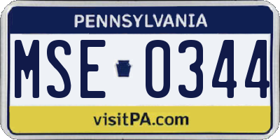 PA license plate MSE0344