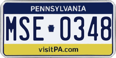 PA license plate MSE0348
